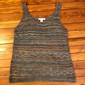 August Silk Colorful Knit Tank Top Size Large